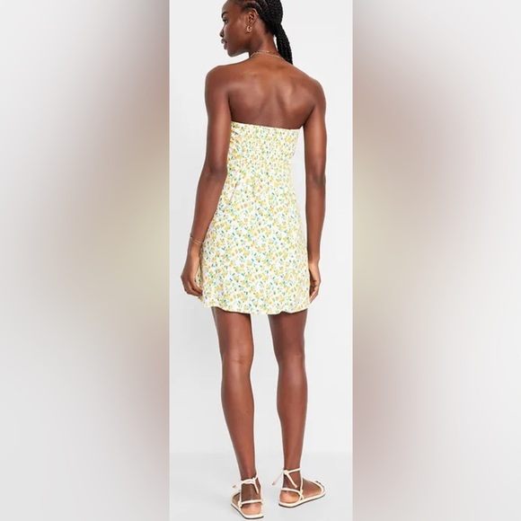 NWT Old Navy Linen Blend Strapless Floral Mini Dress - Picture 2 of 8